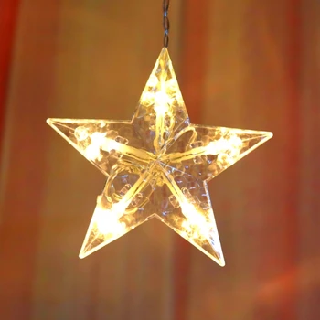 138 LED Star Mėnulis Užuolaidų String Šviesos,Langų Užuolaidų Žibintai su 8 Mirksėjimo Režimais Apdailos Kalėdų, Vestuvių,Pobūvių,Namų