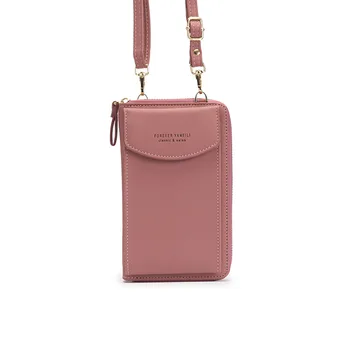 Didelės talpos moterų piniginės vientisos spalvos mažų pečių maišą multi-funkcija mobiliojo telefono maišelį, vidutinės trukmės ir ilguoju sankabos krepšys monetos pur