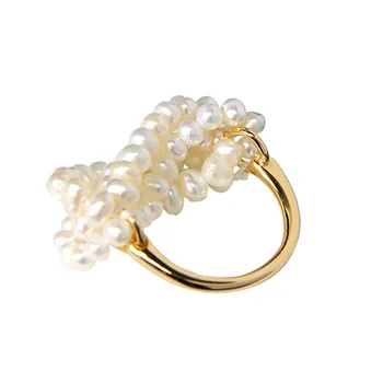 Korėjos Stiliaus S925 Sterlingas Sidabro Žiedas Ins Normcore Stiliaus Kietas Paprastu Būdu Natūralių Perlų Gėlių Pumpurų Žiedas Moterų Žiedas