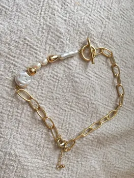 Kshmir Karoliai moterų unikalus metalo grandinės abnormity pearl OT karoliai mados moterų perlų vėrinį 2020 m.