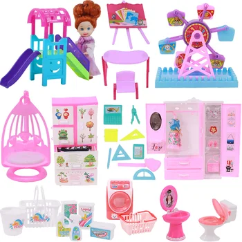 Lėlės Priedai Baldų Žaisti Įranga, Mini Spinta, Kabo Krepšelį Skalbimo Mašina Barbies& Kelly Lėlės Dovana Vaikams Žaislas