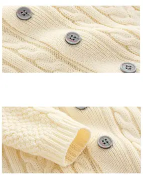 0-24M Žiemos Bamblys Drabužėlių Naujagimiui Trikotažo V-Kaklo, ilgomis Rankovėmis Berniukams, Mergaitėms Jumpsuits + Hat Rinkinių Kieto Outwear Kombinezonus