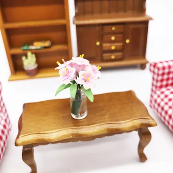 1/12 Miniatiūriniai Lėlių Priedai Mini Rausva Lelija Modeliavimas Gėlių Modelio Žaislai Doll House Dekoro