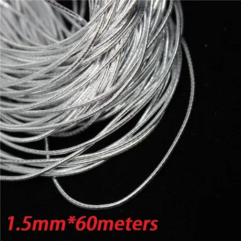 1.5 mm, sidabro elastinga bungee styginių laidą turas susukti string virvę 60 metrų/roll 