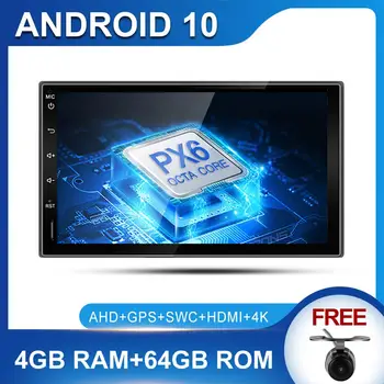 1 Din 7inch Android 10.0 Automobilio Radijas Stereo GPS Navigacija AUX-HDMI, Bluetooth, DAB Veidrodis Nuorodą RDS Galvos Vienetas Kamera Automobilio PC 4GB+64GB