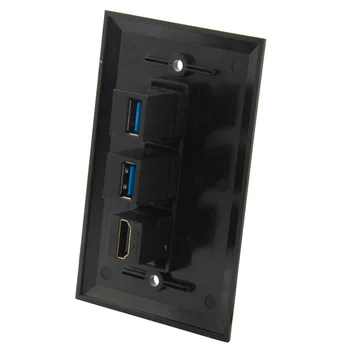 1 Gauja Kietojo Stiliaus Juodos Spalvos 2 Prievadai USB 3.0 1 Port HDMI Sienos Plokštė Su Reversas Moteris Female Jungtis
