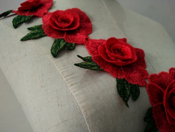 1 kiemas 10cm 3D Amatų Apykaklės Rožių Gėlių Nėrinių Apdaila Venise Gėlių Siuvinėtos Aplikacijos, Apdailos Dekoruoti Nėrinių Iškirptės Apykakle Siuvimo