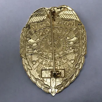 1 vnt., Kad paslėptų ginklų leidimo ženklelis 78 mm x 55 auksu spalvos peties emblema suvenyrų monetos ženklelis