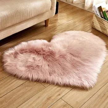 1 vnt tarpvalstybinių dirbtinė vilna persikas širdies kilimų mat čiužinys sofa-lova, pagalvėlė pėdos padas pliušinis širdies kilimėlis