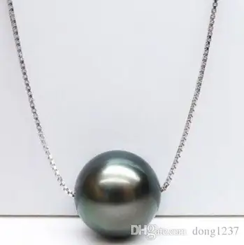 10-11mm gamtos tahitian povas žalia perlų vėrinį 18inch sidabro grandinės>>> nemokamas pristatymas
