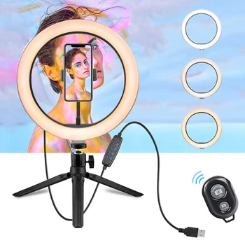 10.2 colių Selfie Žiedas Lempos šviesos srautą galima reguliuoti Makiažas LED Grožio Šviesos Žiedas su Trikojis Stovas Ir mobiliojo Telefono Turėtojas 