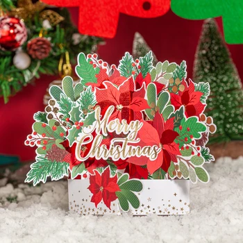 (10 vnt/daug) 3D Pop-Up Kalėdų atvirukas pjovimas Lazeriu 