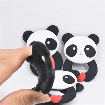 10 VNT Kūdikių Teether Žiedas Panda Gyvūnų Formos Silikono Teethers Kramtyti Pakabukas Karoliai 