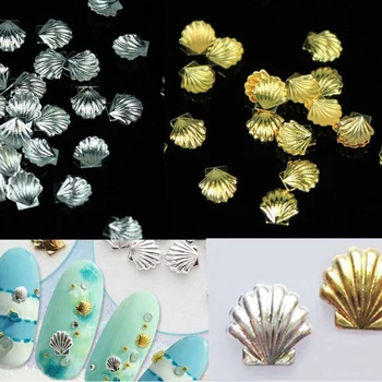 1000pcs Nail Art Sea Shell Žavinga 3D kalnų krištolas Smeigės Metalo, Aukso/Sidabro 3mm/5mm Shell Nagai Meno Reikmenys, Papuošalai Shell