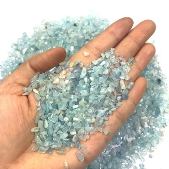 100g 2-4mm Gamtinis Mėlynasis Akvamarinas Kvarco Kristalo Akmens Uolienų Žetonų Pavyzdys Natūralių Akmenų ir Mineralų Gydomųjų Kristalai