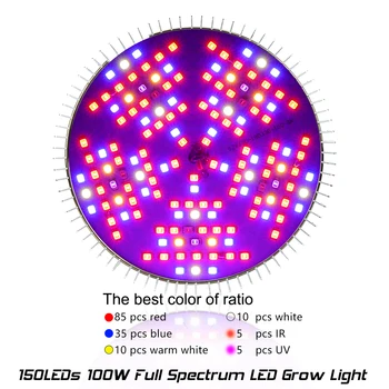 100W LED Grow Light Visą Spektrą Bloom Augimo Pakeisti Spalva Augalų Fito Lempos Hydroponic Led Lemputė gėlių sėklos kambariniai augalai