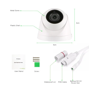 1080P POE Patalpų IP Kameros 2,8 mm 2MP, Platus Žiūrėjimo Kampas Vandeniui CCTV Vaizdo Stebėjimo Saugumo Infraraudonųjų spindulių Naktinio Matymo Onvif
