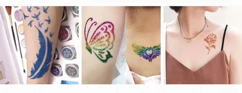 108pcs airbrush blizgučiai tatuiruotė trafaretas albumą, moteris, vaikas brėžinio šabloną, mažas gėlių mielas drugelis animacinių filmų chna tatuiruotę stenci