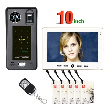 10inch pirštų Atspaudų IC Kortelės Video Duris Telefono Ryšio Doorbell Su Durų įeigos Kontrolės Sistema, Naktinio Matymo Saugumo VAIZDO Kamera