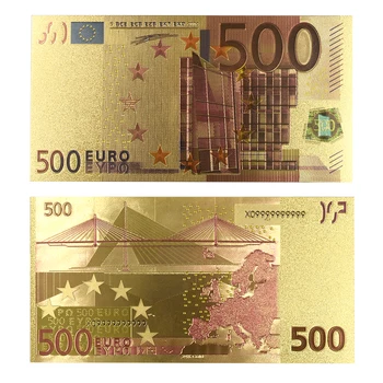 10vnt/daug 500 eurų 24k aukso folija spalvinga dvigubai dizaino Eurų banknotų aukso folija padengti banknotų/popieriniai pinigai už colletion