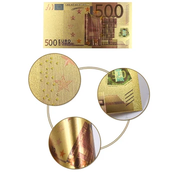 10vnt/daug 500 eurų 24k aukso folija spalvinga dvigubai dizaino Eurų banknotų aukso folija padengti banknotų/popieriniai pinigai už colletion