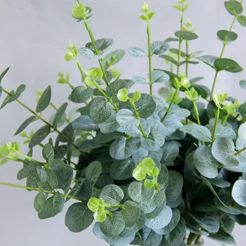 10vnt Modeliavimas Šilko Eukalipto Lapų Žalia Pinigų Lapų Dekoratyvinių Gėlių kompozicijų Vestuvių Gėlių Siena Namų Padirbtų Augalų Lapai