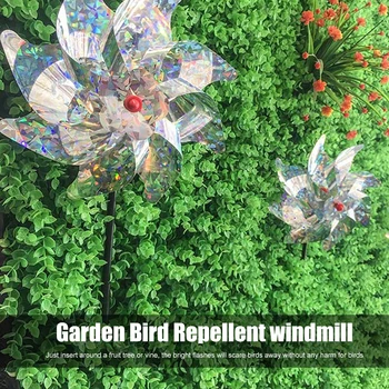 10vnt Paukščių Repeller Pinwheel Atspindintis Apsaugoti Sodo Augalų, Gėlių, Paukščių Atbaidymo vėjo malūnas Sodo Puošmena