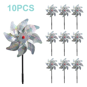 10vnt Paukščių Repeller Pinwheel Atspindintis Apsaugoti Sodo Augalų, Gėlių, Paukščių Atbaidymo vėjo malūnas Sodo Puošmena