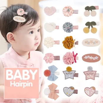10VNT/set Kūdikių Gėlių plaukų segtukai trešnių Širdies Star Plaukų Lankai Įrašus Kūdikių Mergaitės Vaikų Tinklinio Mezgimo Hairgrips Priedai