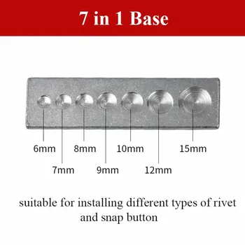 11pieces Montavimo Įrankių Komplektas Metalo Snap Mygtuką 10mm 12,5 mm, 15 mm 831 655 633 201 su Ranka Punch 2,5 mm, 3mm 7 in 1 Bazės