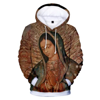12 Iki 20 Metų Vaikai Hoodies Our Lady Of Gvadalupės Mergelės Marijos Katalikų Meksika hoodies harajuku 3D projektavimo Katalikų Vyrų/Moterų Kailis