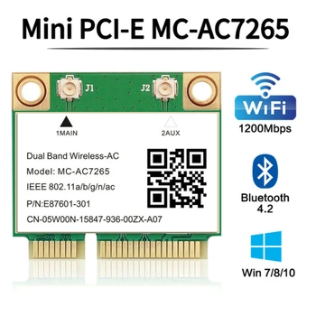 1200Mbps Belaidės Mini PCI-E 7265AC WiFi Tinklo plokštė 802.11 ac BT4.2 KOMPIUTERIUI Adapteris