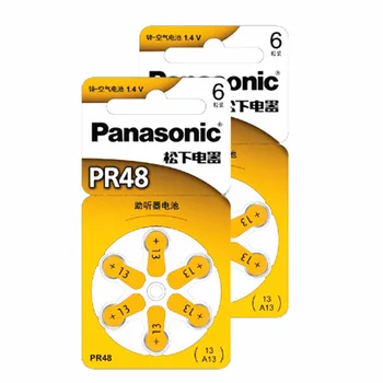 12PCS/2PACK Originalaus Panasonic PR48 Klausos Baterijų 7.9 MM*5,4 MM 13 A13 Kurčiųjų pagalbos Acousticon Kochlearinius Mygtuką Elementų Baterijų