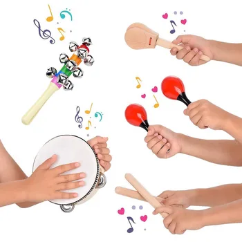 12Pcs Bamblys Muzikos Instrumentų Rinkinys Mušamųjų instrumentų Žaislai Vaikams Kselofonu Ritmo Grupė Nustatyti, Muzikiniai Žaislai, Gimtadienio Žaislai