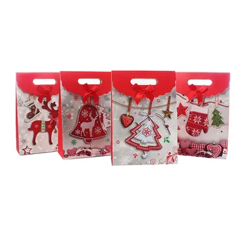 12pcs/set Ryškiai Raudonos Kalėdų Santa Krepšiai Didelis Reutilizables Linksmų Kalėdų Dovanų Maišelių, Popieriaus Kalėdų Saldainiai Krepšys su Rankenomis
