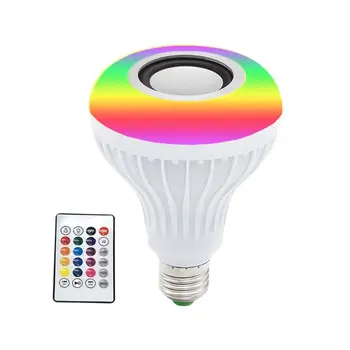 12W RGBW Bluetooth LED Šviesos Muzika Lemputė Garsiakalbis RGB Spalvų Pažangaus Belaidžio ryšio E27 Naujas 2020 m.