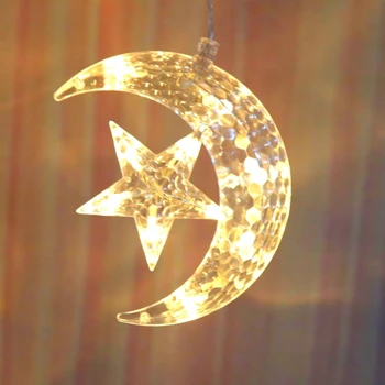 138 LED Star Mėnulis Užuolaidų String Šviesos,Langų Užuolaidų Žibintai su 8 Mirksėjimo Režimais Apdailos Kalėdų, Vestuvių,Pobūvių,Namų