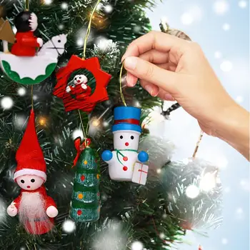15vnt Kalėdų Ornamentu Mediniai Sniego Traukinio Lėlės Kabo Pakabukas Naujųjų Metų 2021 Kalėdų Eglutės papuošalus Navidad