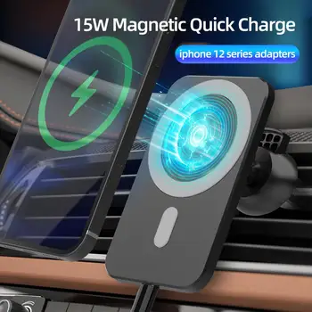 15W Magnetinio Telefono Automobilinis Laikiklis iphone 12 Pro Max Mini Magnetas Automobilinis Įkroviklis Telefono Stovas Magnetas Greitai Belaidžio Krovimo Animacija