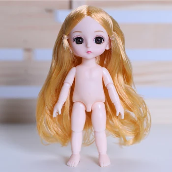 16cm 13 Kilnojamojo Sujungta Lėlės, Žaislai Mini Ilgi Plaukai Galvos Baby Girl Lėlės 