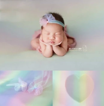 170*300cm Vaivorykštė Antklodė Lankelis Nustatyti Kūdikių Fotografija Prop Naujagimių Studija Fotografavimo Fone Kūdikių Šifono Fonas