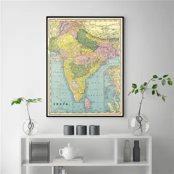 1892 Senovinės INDIJOS Žemėlapis Derliaus Originalus Žemėlapis Indija Retro Drobė Spausdinti Sienos Menas, Lipdukas Kambarį Dažų Pub Baras, Kavinė Dekoras