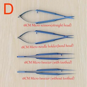 18cm Titano lydinio oftalmologijos microsurgical priemonių Adatų Laikiklis Micro žirklės Pincetu rankos operacija 4pcs/set