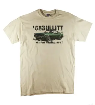 1968 Bullitt Steve McQueenMustang Classic Vintage Retro Spausdinti Gamtos T-shirt