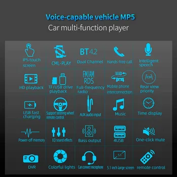 1din Mp5 Grotuvas Touch Automobilio Radijo Dvikryptis Sujungimo AM RDS FM 4-USB 5.1 Cm Parama 