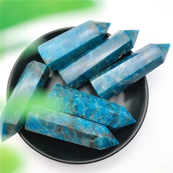 1PC Aukštos Kokybės Natūralios Mėlynos Apatite taško Šešiakampio Krištolo Bokštas Gydymo Akmuo Energijos Akmuo, Natūralus Akmenys ir Mineralai