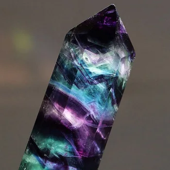 1Pcs Rainbow Crystal Gamtos Fluorito Namų Dekoro Dryžuotas Kvarco Kristalo Šešiakampe Taško, Briaunuotas Prizmę Lazdelę ir gydymui