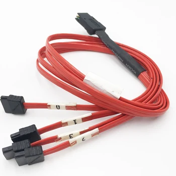 1pcs Serial ATA Kabelis 4*SATA Kad SFF-8087 Mini SAS 36Pin Atvirkštinio Breakout Cable Raudona 50cm