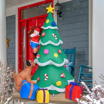 2.1 m Kalėdų Eglutė Pripučiamos Lėlės Šunų Įkandimų Santa Claus Laipioti Medžiais Pripučiami Santa Claus Su Ryškus LED Žibintai, ES, JAV, JK