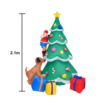 2.1 m Kalėdų Eglutė Pripučiamos Lėlės Šunų Įkandimų Santa Claus Laipioti Medžiais Pripučiami Santa Claus Su Ryškus LED Žibintai, ES, JAV, JK